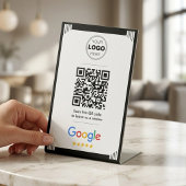 Minimalist Black Art Deco Google Review QR Code 台座サイン