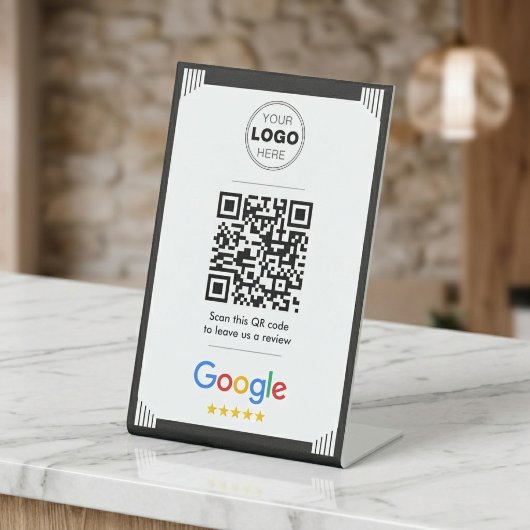 Minimalist Black Art Deco Google Review QR Code 台座サイン