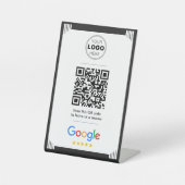 Minimalist Black Art Deco Google Review QR Code 台座サイン (正面)