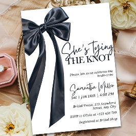 Minimalist Black Bow Bridal Shower Invitation Temp 招待状
