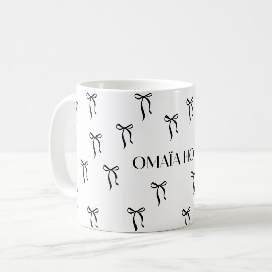 Minimalist Black Bow Pattern Coffee Mug コーヒーマグカップ (正面左)