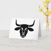 Minimalist Black Bull Head Ox Silhouette カード (黄色い花)