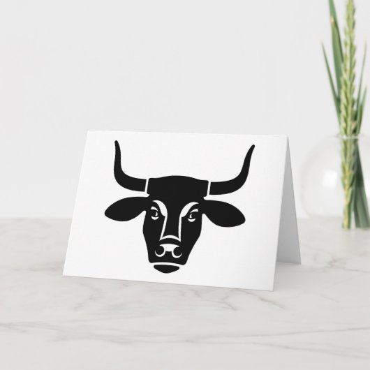 Minimalist Black Bull Head Ox Silhouette カード (正面)