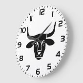 Minimalist Black Bull Head Ox Silhouette ラージ壁時計 (傾斜)