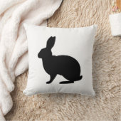 Minimalist Black Bunny Silhouette On White Easter クッション (ブランケット)