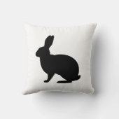 Minimalist Black Bunny Silhouette On White Easter クッション (裏面)