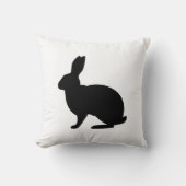 Minimalist Black Bunny Silhouette On White Easter クッション (正面)