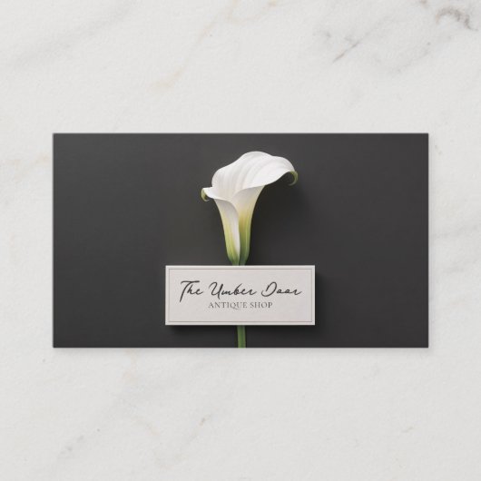 Minimalist Black Calla Lily Elegant Modern Floral 名刺 (正面)