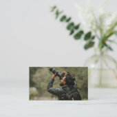 Minimalist Black Camera Logo Photographer Double-S 名刺 (スタンド正面)