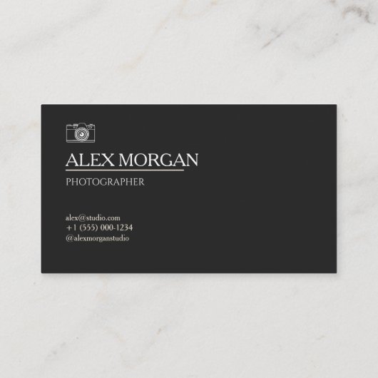 Minimalist Black Camera Logo Photographer Double-S 名刺 (裏面)