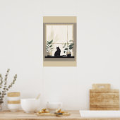 Minimalist Black Cat Aesthetic Neutral ポスター (キッチン)