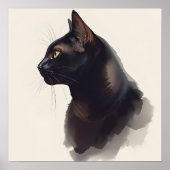 Minimalist Black Cat Art Print ポスター (正面)