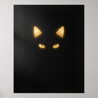 Minimalist Black Cat Art Print ポスター