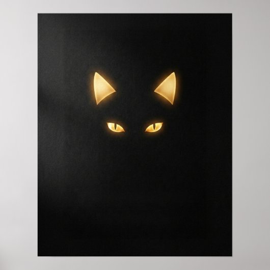 Minimalist Black Cat Art Print ポスター (正面)