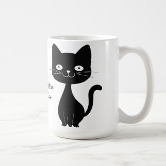 Minimalist Black Cat Cartoon Funny Cat Illustratio コーヒーマグカップ