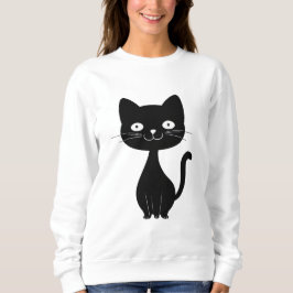 Minimalist Black Cat Cartoon Funny Cat Illustratio スウェットシャツ