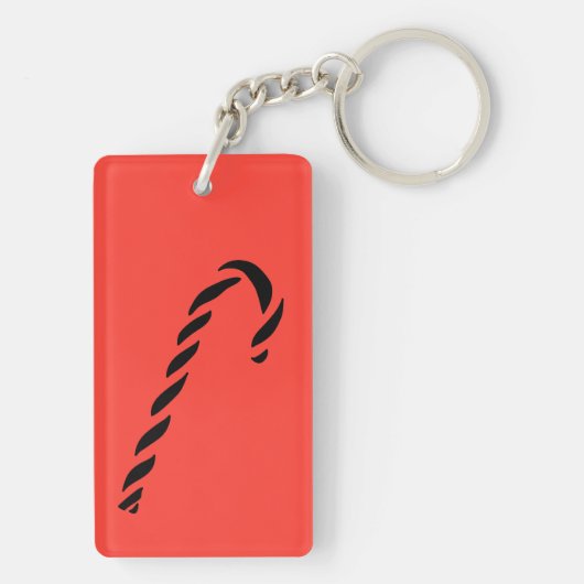 Minimalist Black Christmas Candy cane キーホルダー (裏面)