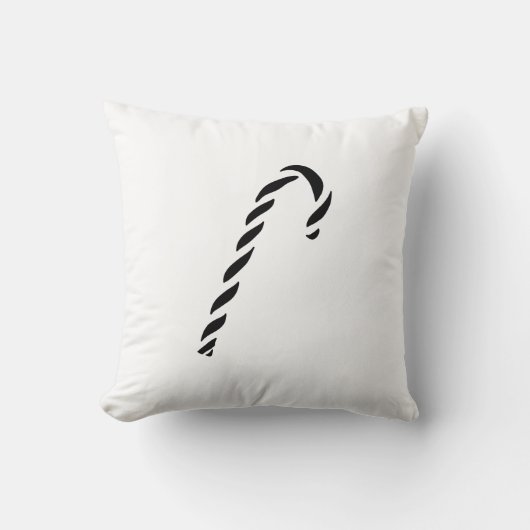 Minimalist Black Christmas Candy cane クッション (正面)