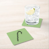 Minimalist Black Christmas Candy cane スクエアペーパーコースター (インサイチュ)