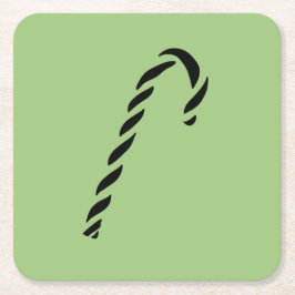 Minimalist Black Christmas Candy cane スクエアペーパーコースター
