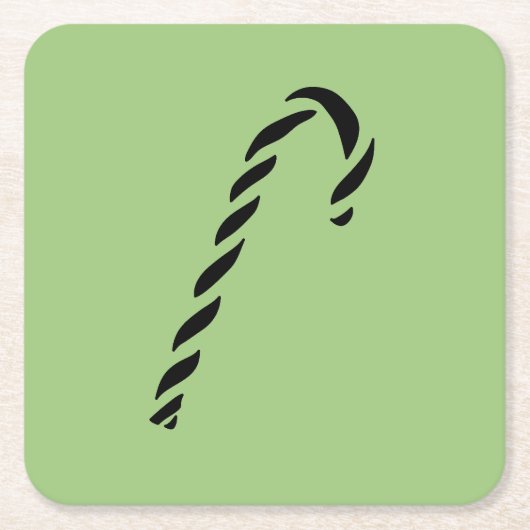 Minimalist Black Christmas Candy cane スクエアペーパーコースター (正面)