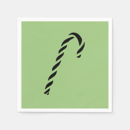 Minimalist Black Christmas Candy cane スタンダードカクテルナプキン