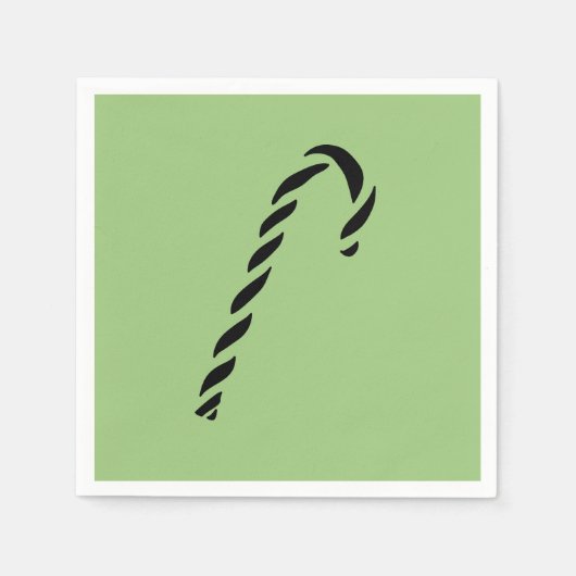 Minimalist Black Christmas Candy cane スタンダードカクテルナプキン (正面)