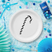 Minimalist Black Christmas Candy cane ペーパープレート (パーティー)