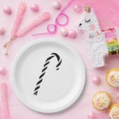 Minimalist Black Christmas Candy cane ペーパープレート (パーティー)