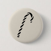 Minimalist Black Christmas Candy cane 缶バッジ (正面)