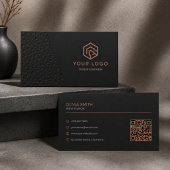 Minimalist Black Copper Geometric QR Code 名刺