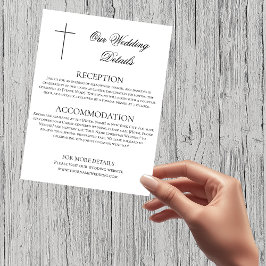 MINIMALIST Black Cross Wedding Details Christian エンクロージャーカード