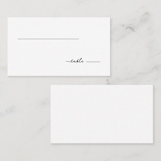 Minimalist Black Cursive Table Sign プレイスカード (正面/裏面)