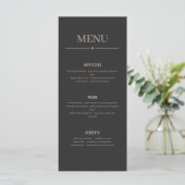 Minimalist Black Dark Restaurant Or Wedding Menu プログラム (スタンド正面)