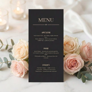 Minimalist Black Dark Restaurant Or Wedding Menu プログラム