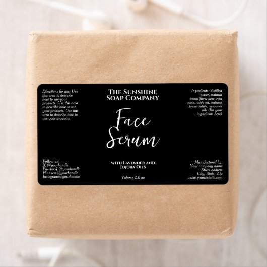 Minimalist Black Dropper Bottle Label ラベル (インサイチュ)