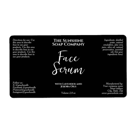 Minimalist Black Dropper Bottle Label ラベル (正面)