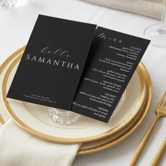Minimalist Black Elegant Guest Place card and メニュー