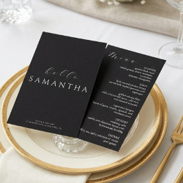 Minimalist Black Elegant Guest Place card and Menu