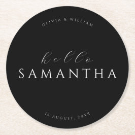 Minimalist Black Elegant Modern Guest Place  ラウンドペーパーコースター