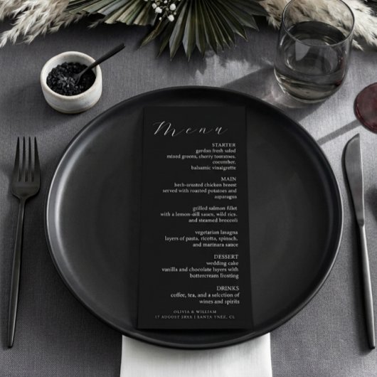 Minimalist Black Elegant Wedding Dinner メニュー