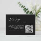 Minimalist Black Elegant Wedding w QR Code 出欠カード (スタンド正面)