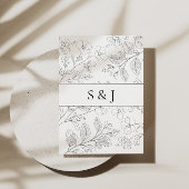 Minimalist Black Floral Wedding Invitation 招待状
