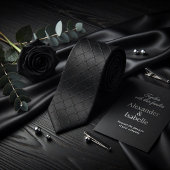 Minimalist Black Geometric Grid Dotted Texture ネクタイ