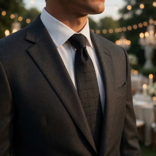 Minimalist Black Geometric Grid Dotted Texture ネクタイ