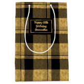 Minimalist Black Gold Glitter Wedding Gift Bag ミディアムペーパーバッグ (正面)