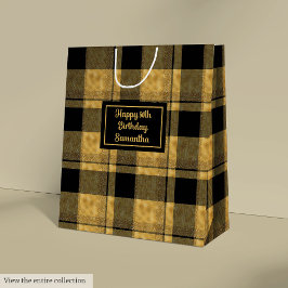 Minimalist Black Gold Glitter Wedding Gift Bag ミディアムペーパーバッグ