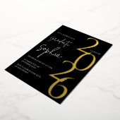 Minimalist Black & Gold Graduation Foil Invitation 箔招待状 (回転した状態)
