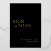Minimalist Black & Gold Guest Book Sign 箔招待状 (正面)