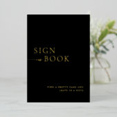 Minimalist Black & Gold Guest Book Sign 箔招待状 (立ち正面)
